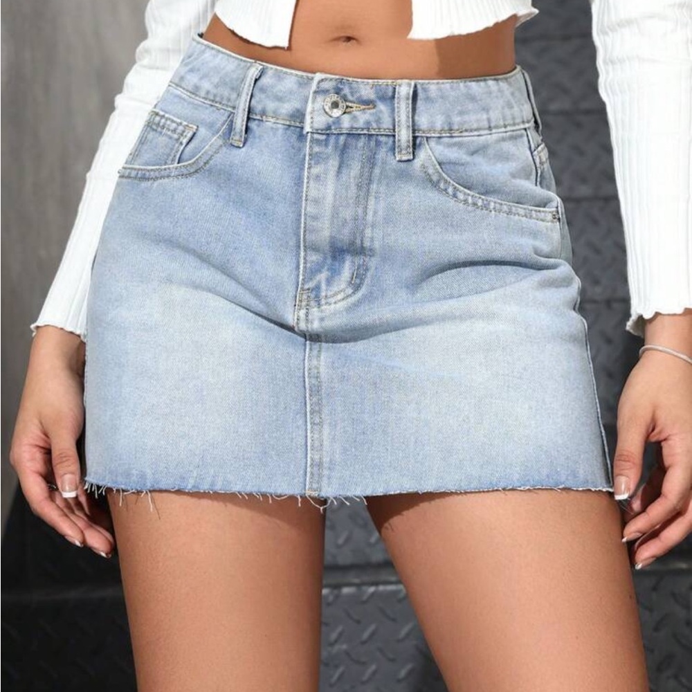 Light Wash Denim Mini Skirt